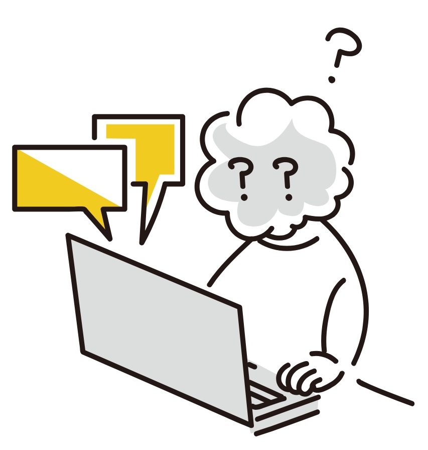 印刷サイズや展示方法について迷っている人のイラスト